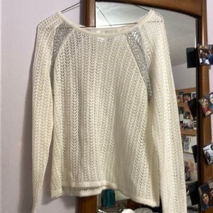 White eyelet sweater